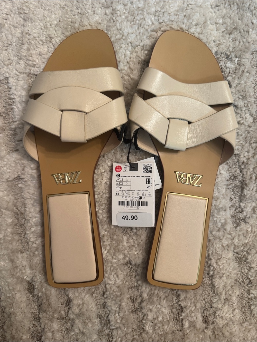 Zara Cream Knotted Slide Mules